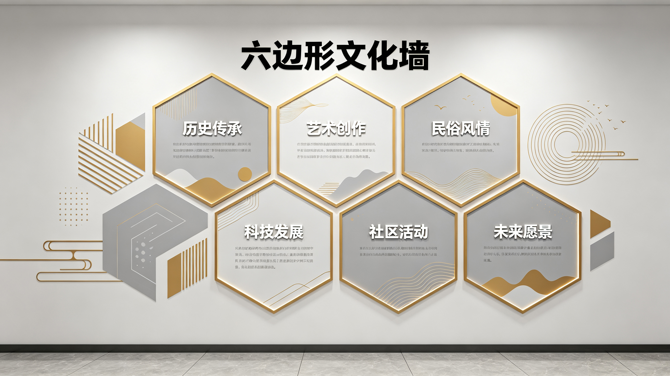 沿河企业文化墙 | 六边形信息美学